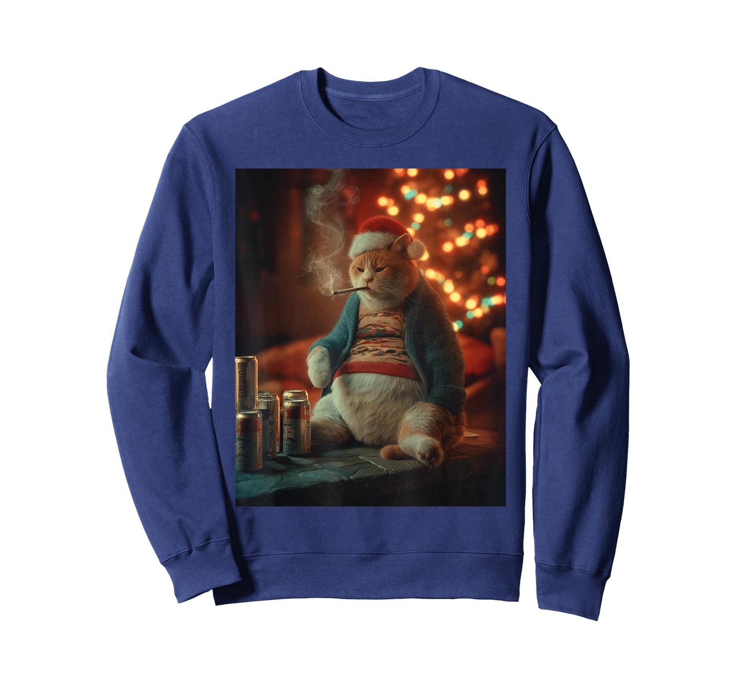 Christmas Cat Smoking Cigarette Meme Gen Z T-Shirt