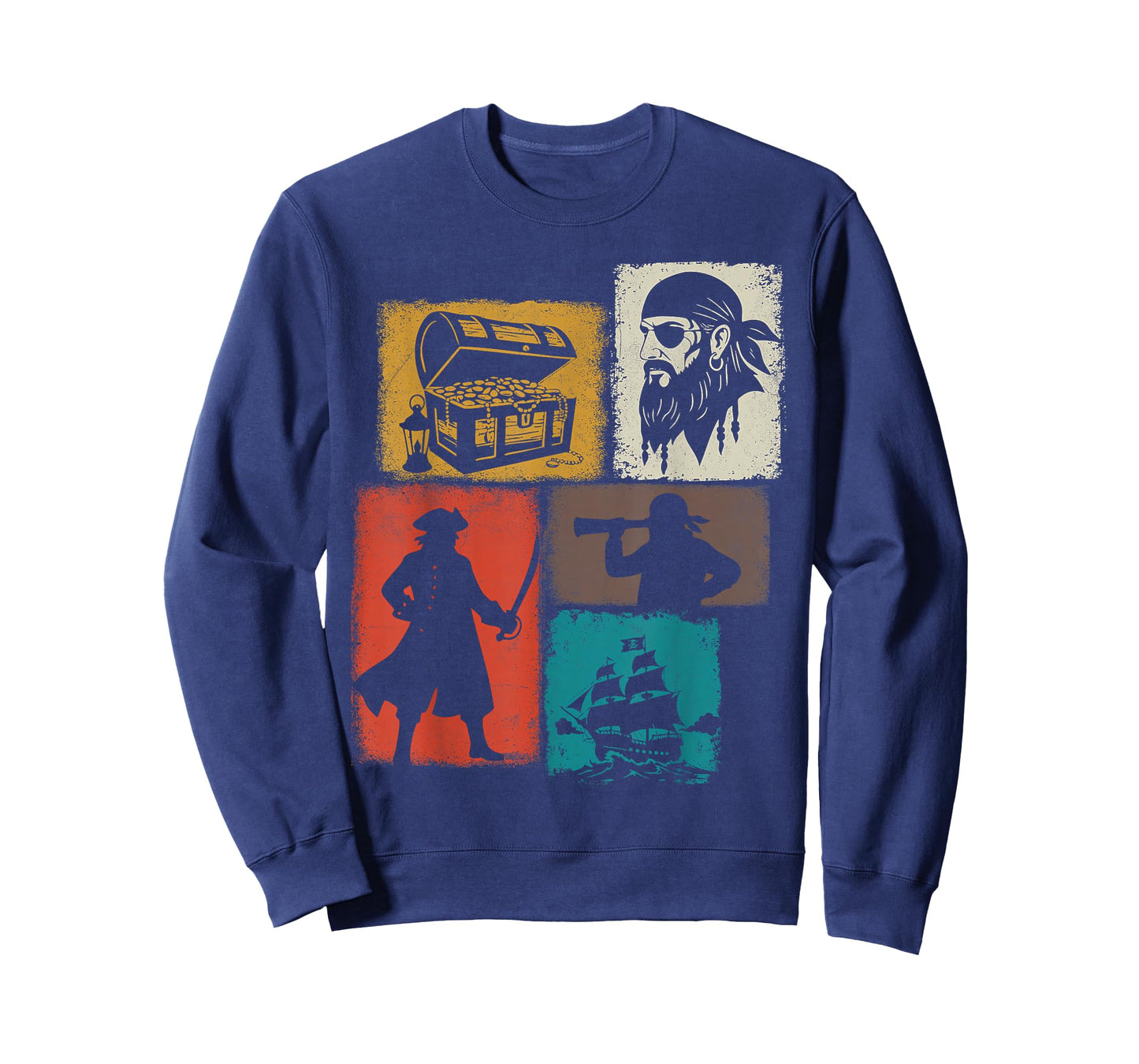 Pirate Vintage Collage Sailor Captain Treasure Hunter T-Shirt