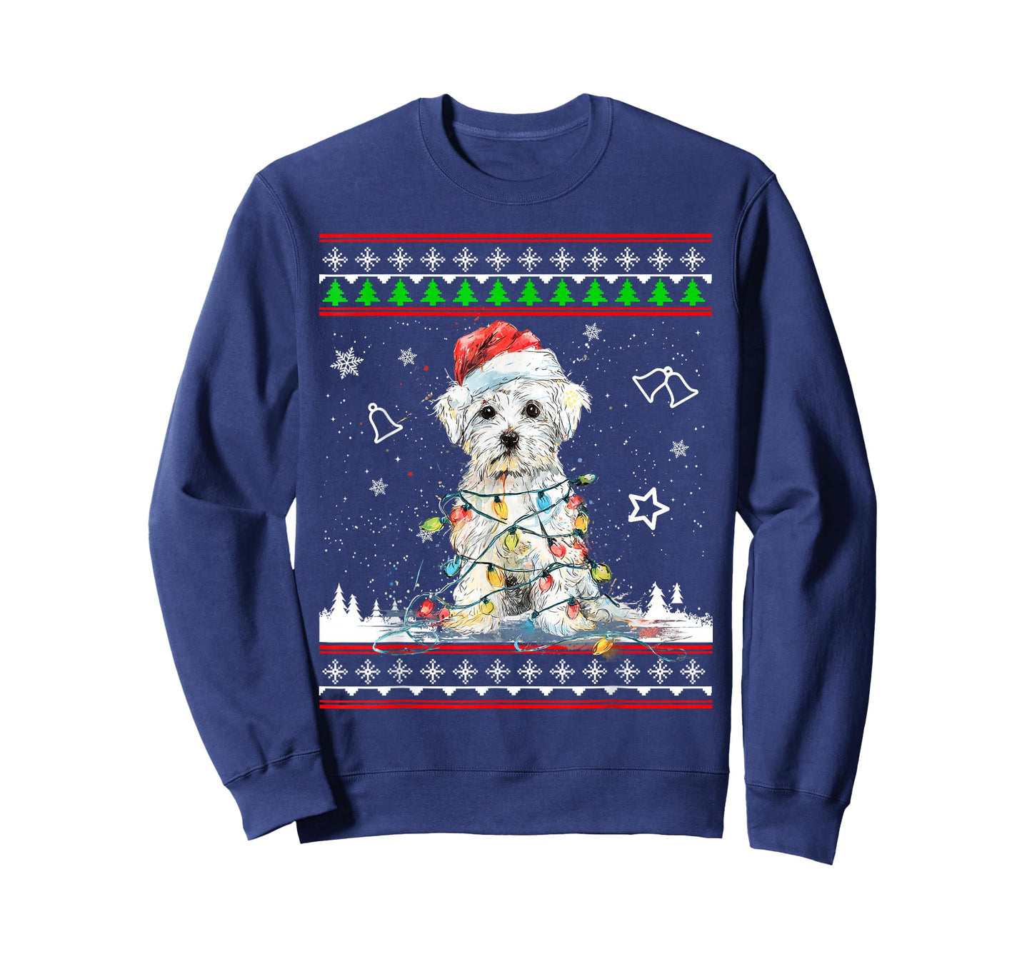 Maltese Christmas Ugly Sweater Funny Dog Xmas T-Shirt