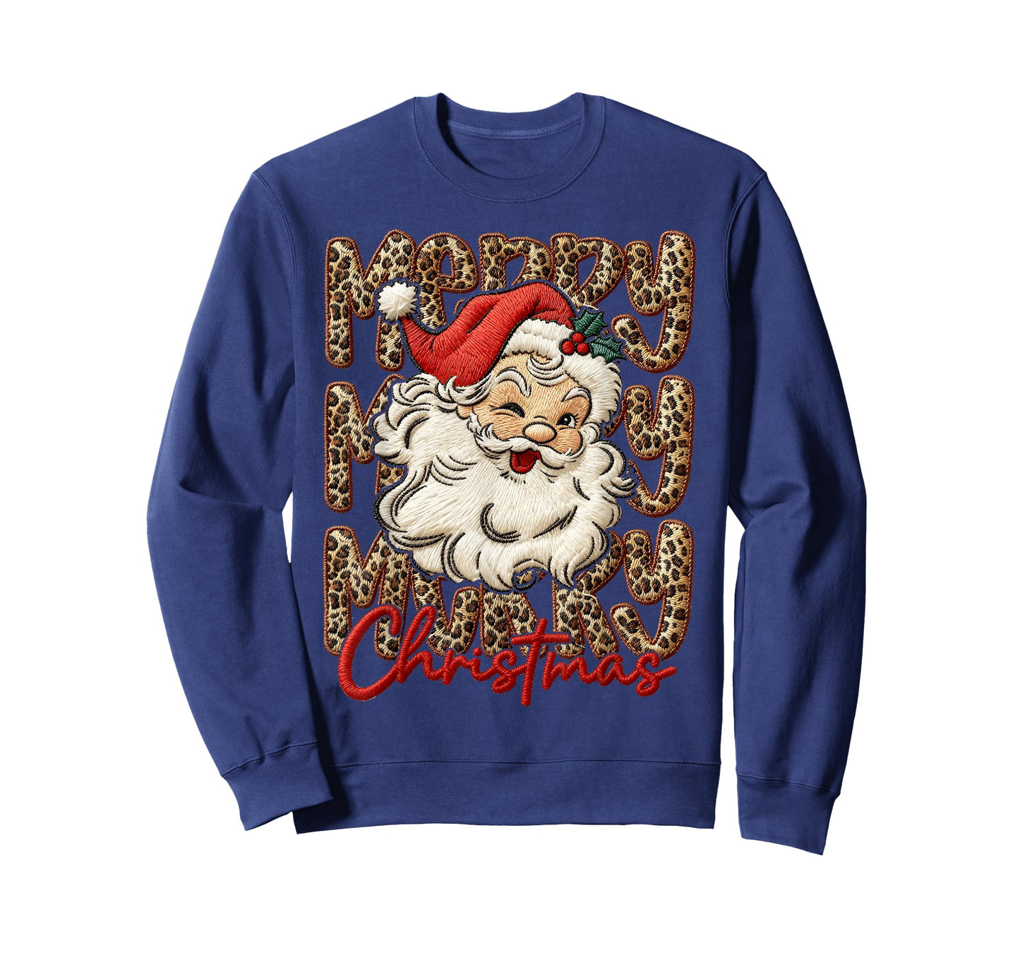 Merry Christmas Leopard Santa Hat Cheetah Xmas Pajamas T-Shirt