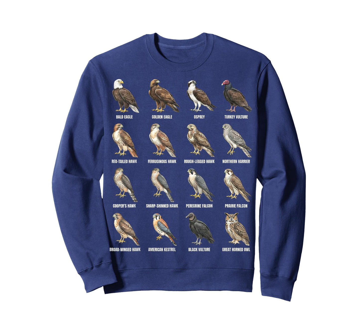 Raptors of North America Birds of Prey Species Chart T-Shirt
