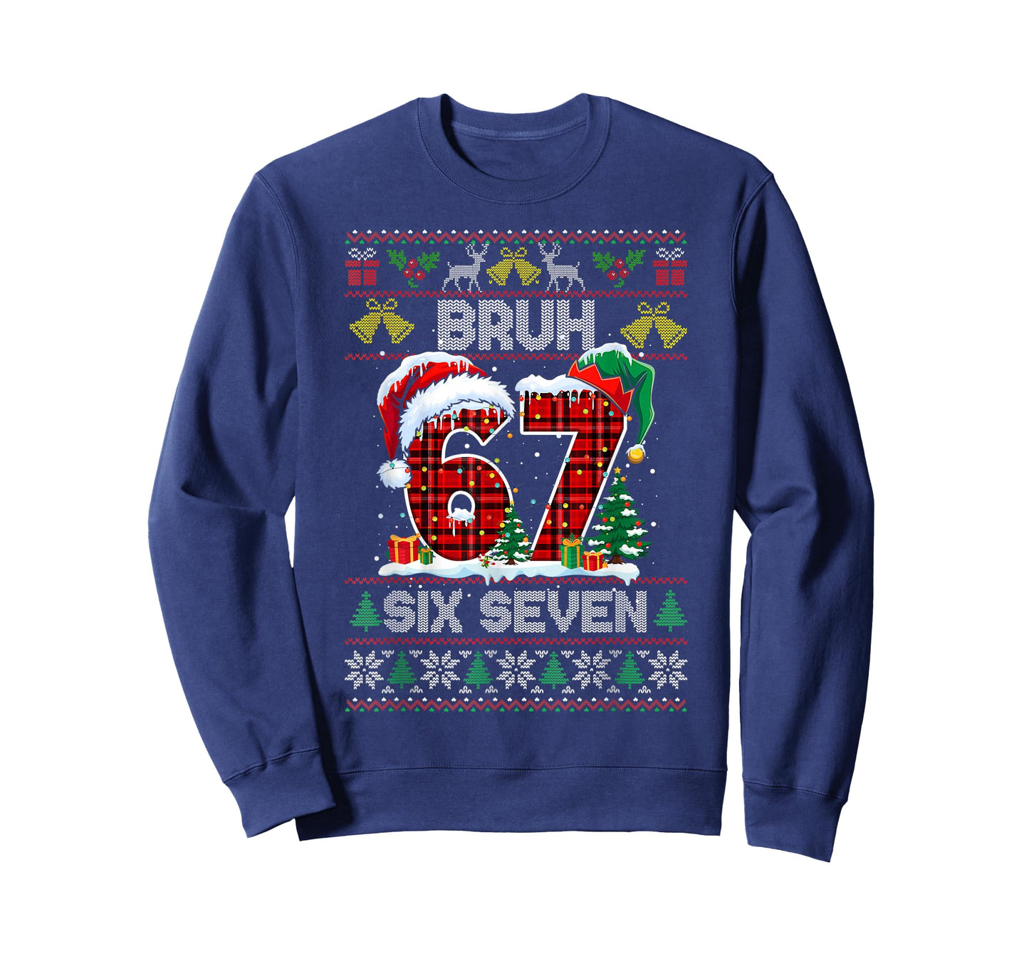 67 Bruh Meme Six Seven Christmas Ugly Sweater Kids Boys T-Shirt