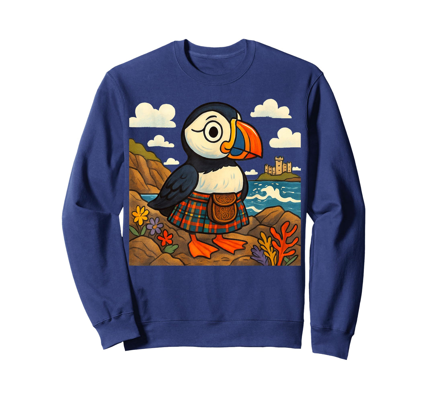Scottish Puffin in Tartan Kilt Design | Scotland Wildlife T-Shirt