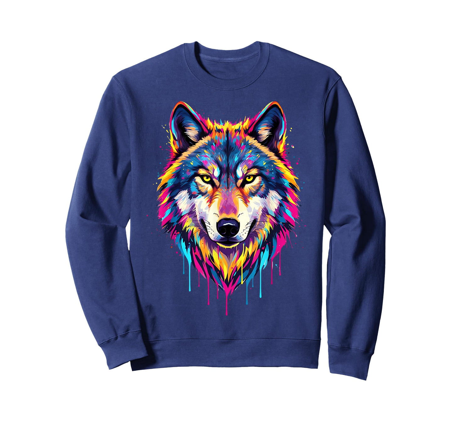 Colourful Cool Wolf Head in Vivid Shades Artistic Designed T-Shirt