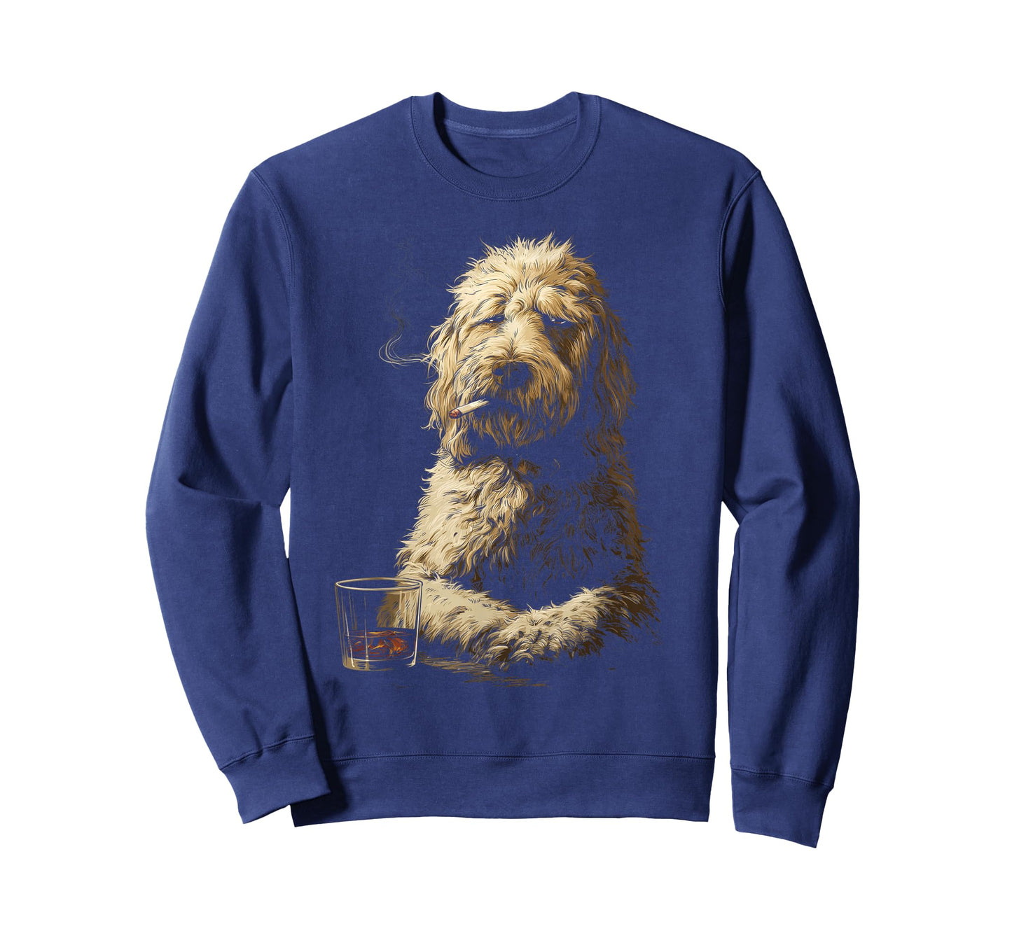 Goldendoodle Smoking Cigarette Whisky Lover Funny Doodle Dog T-Shirt