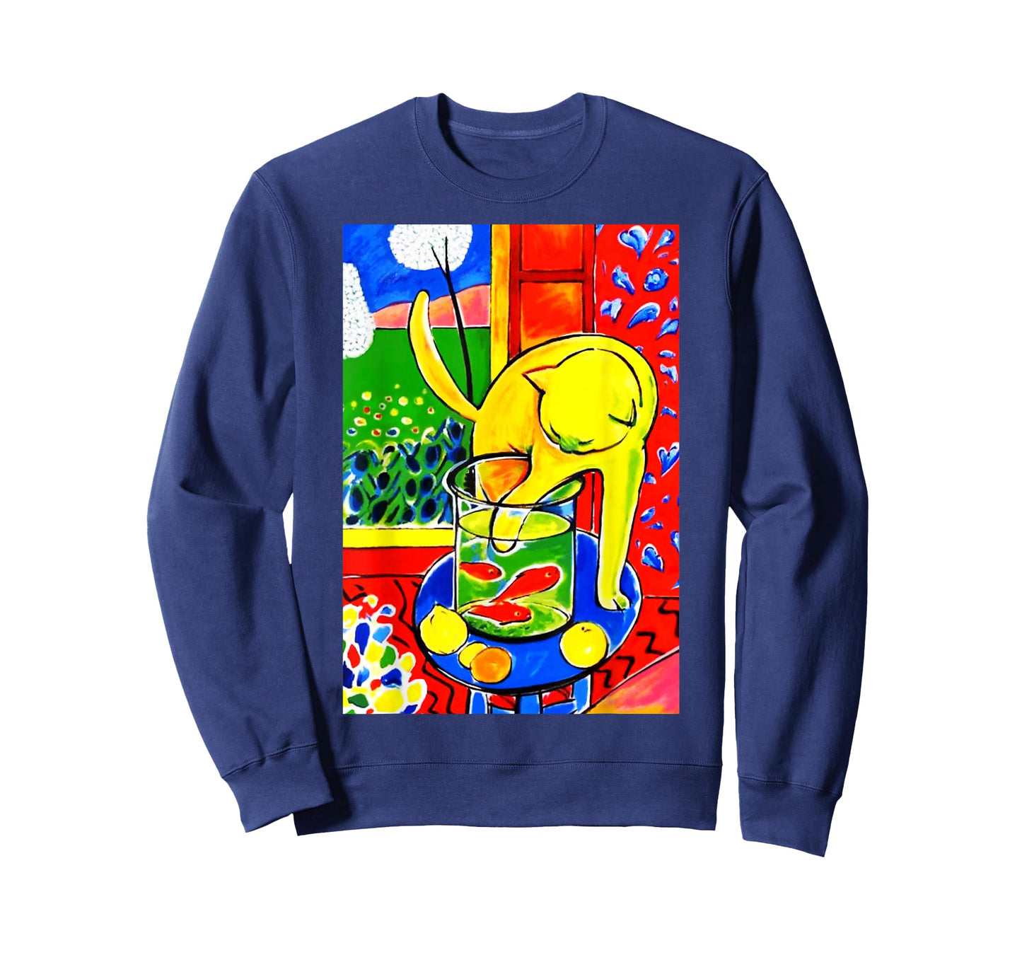 Cat with Red Fish, Matisse Inspiration, Art in Digital Style T-Shirt