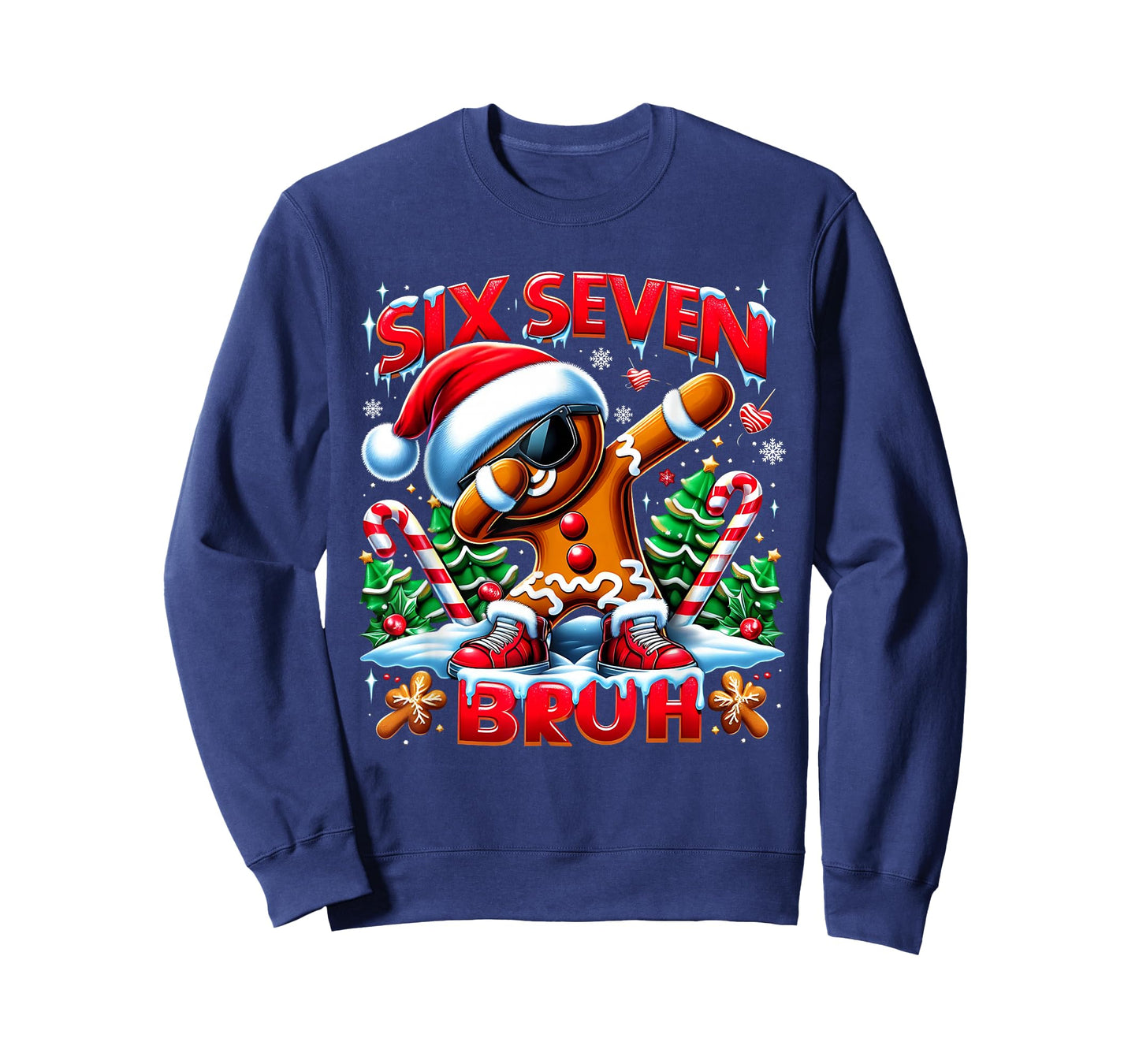 Six Seven Bruh Funny Gingerbread Christmas Meme T-Shirt