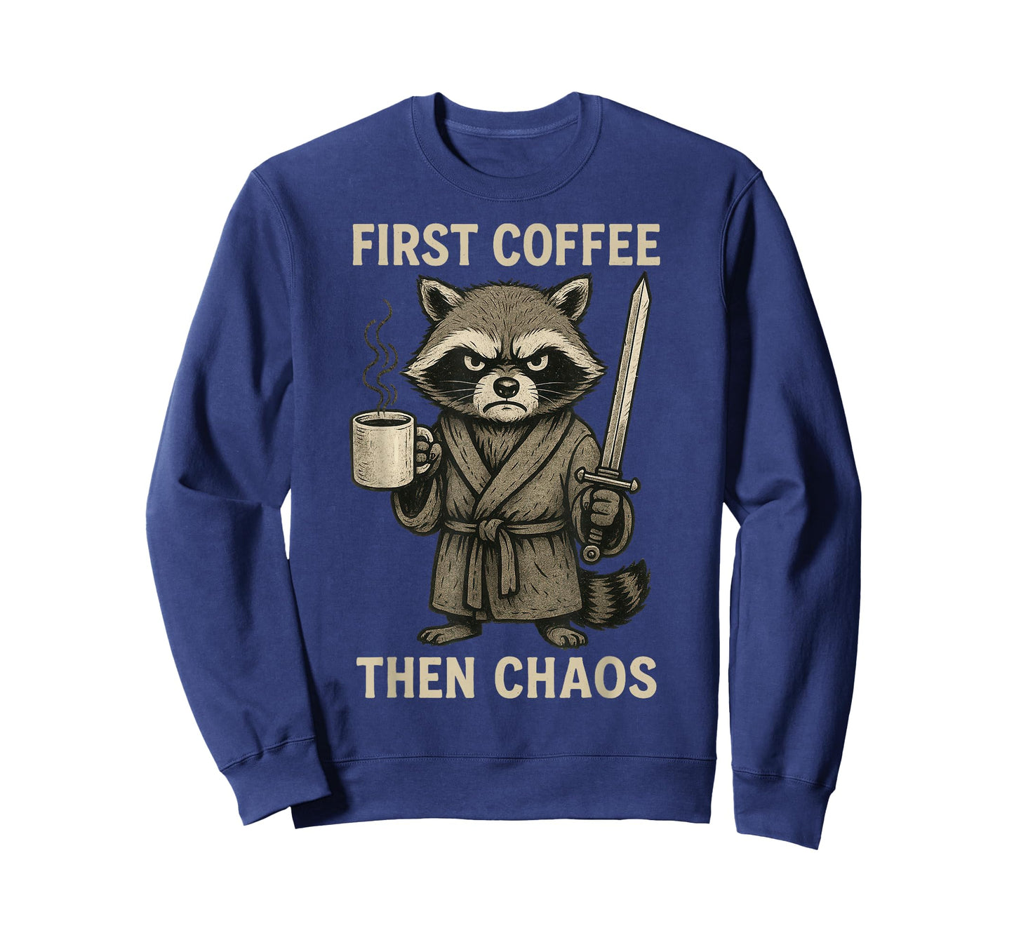 Funny Raccoon Sarcastic Graphic Tee First Coffee Women T-Shirt