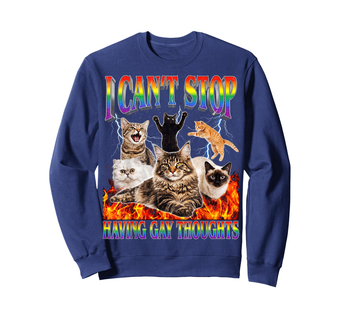 Funny Cat I Can't Stop Having Gay Thoughts LGBTQ Queer T-Shirt
