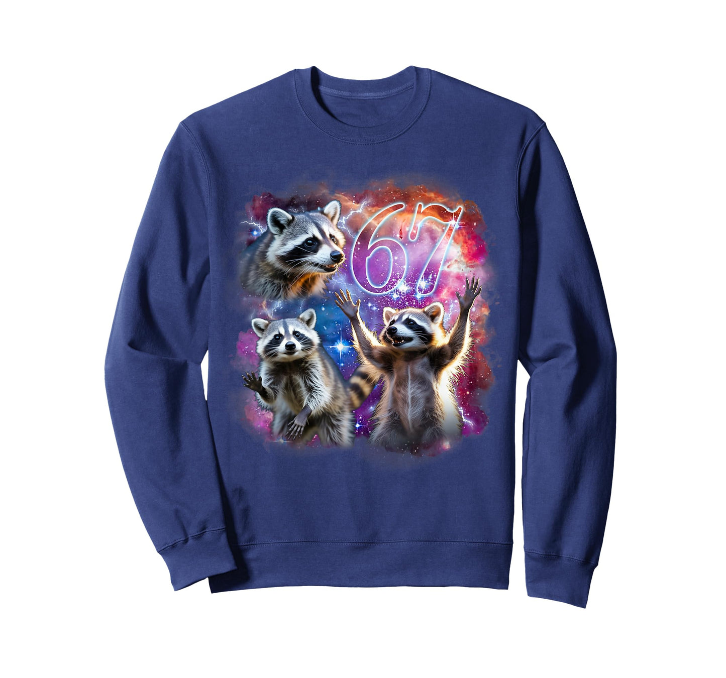 Funny 67 Meme Racoon Howling at The Moon Six Seven Meme T-Shirt