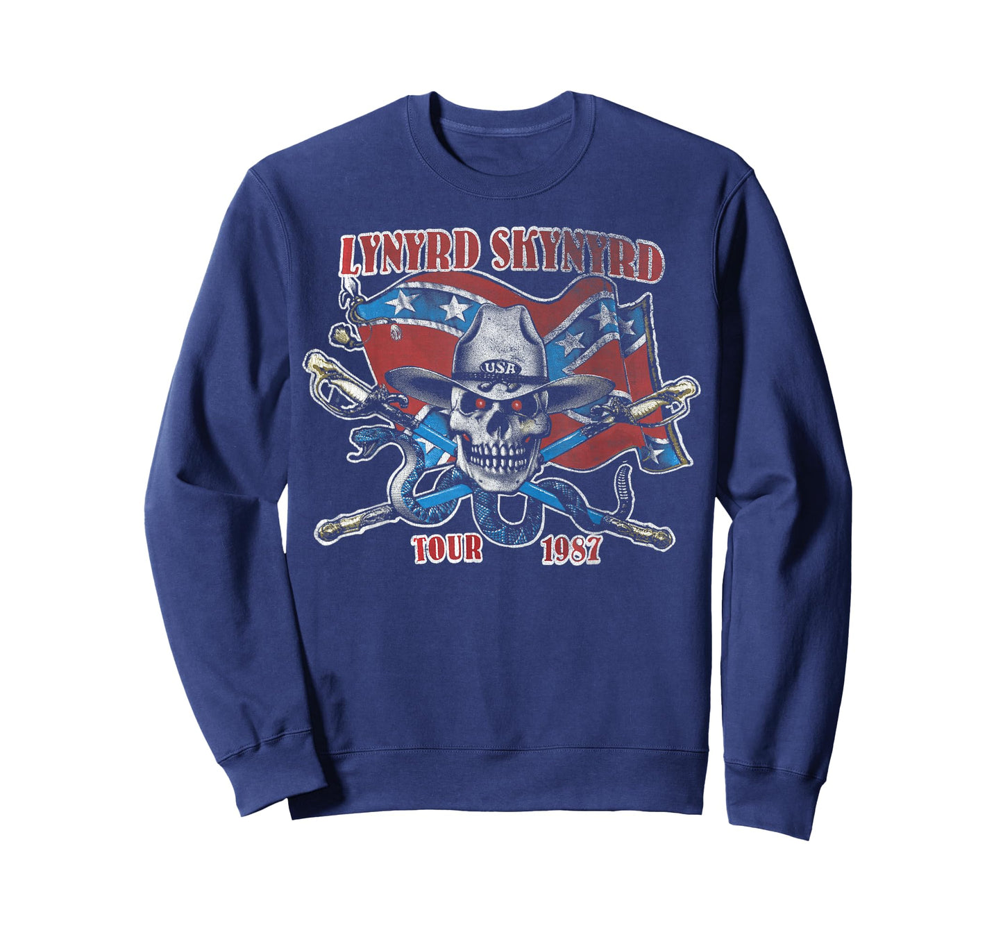 Lynyrd Skynyrd Tour 1987 Vintage USA Flag Southern Rock Band T-Shirt