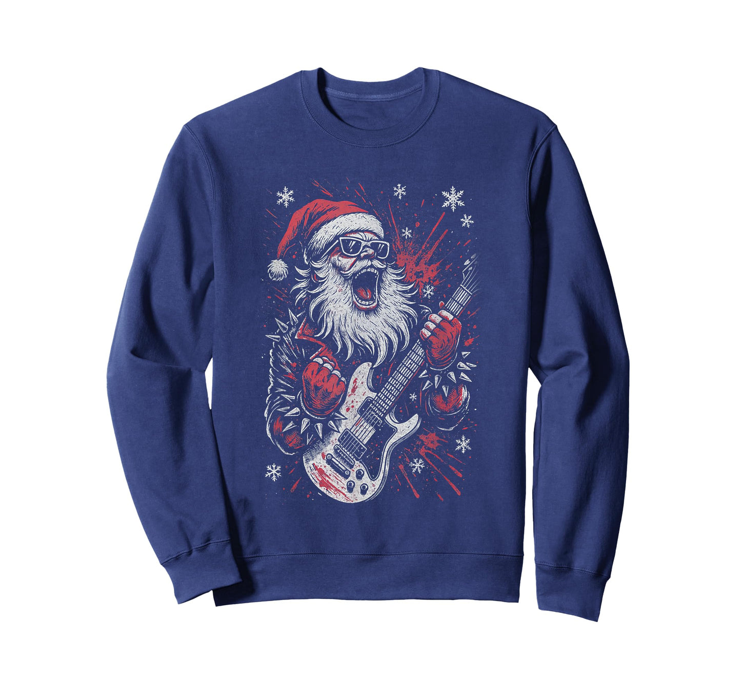 Christmas Santa Claus Playing Guitar Rock n Roll Music Lover T-Shirt