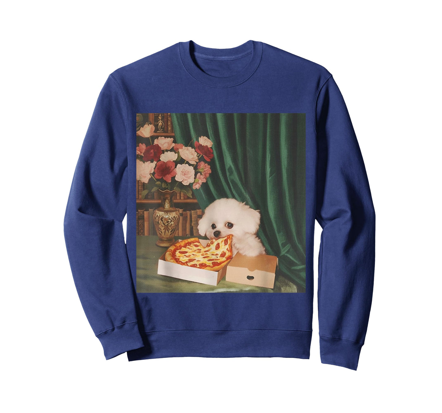 Retro Vintage Dog Eating Pizza Funny Dog Meme Men Women Kids T-Shirt