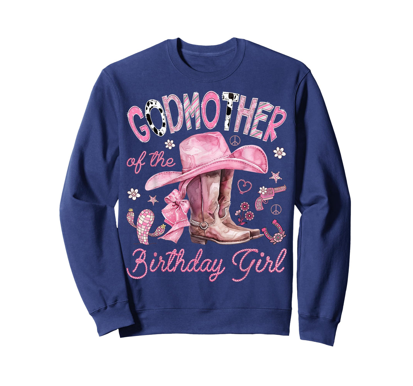 Godmother of The Birthday Girl Pink Cowgirl Western Rodeo T-Shirt
