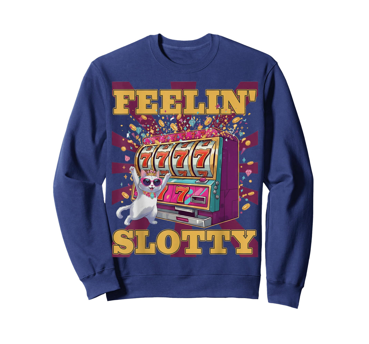 Feeling Slotty – Funny Casino Cat Slot Machine Lucky Jackpot T-Shirt