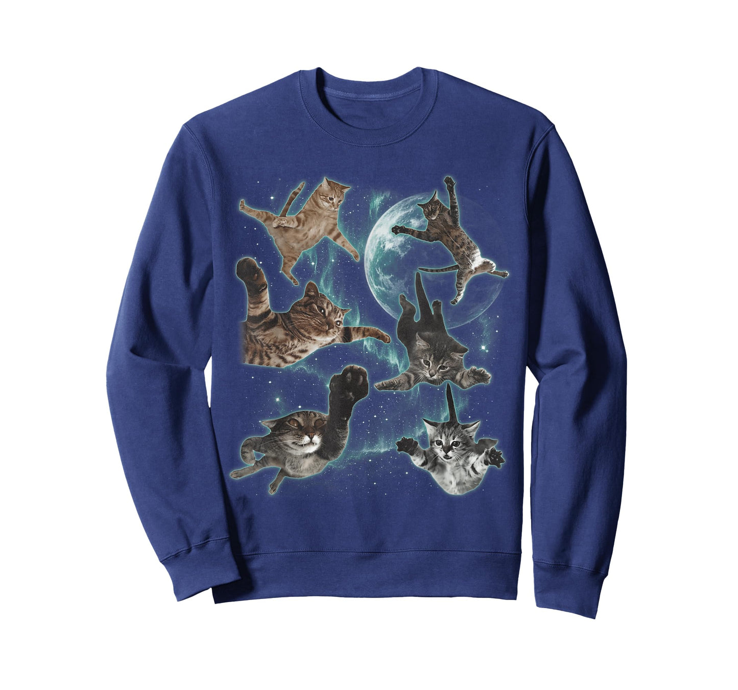 Cats Flying in Galaxy Vintage 90s Funny Galaxy Cat in Space T-Shirt