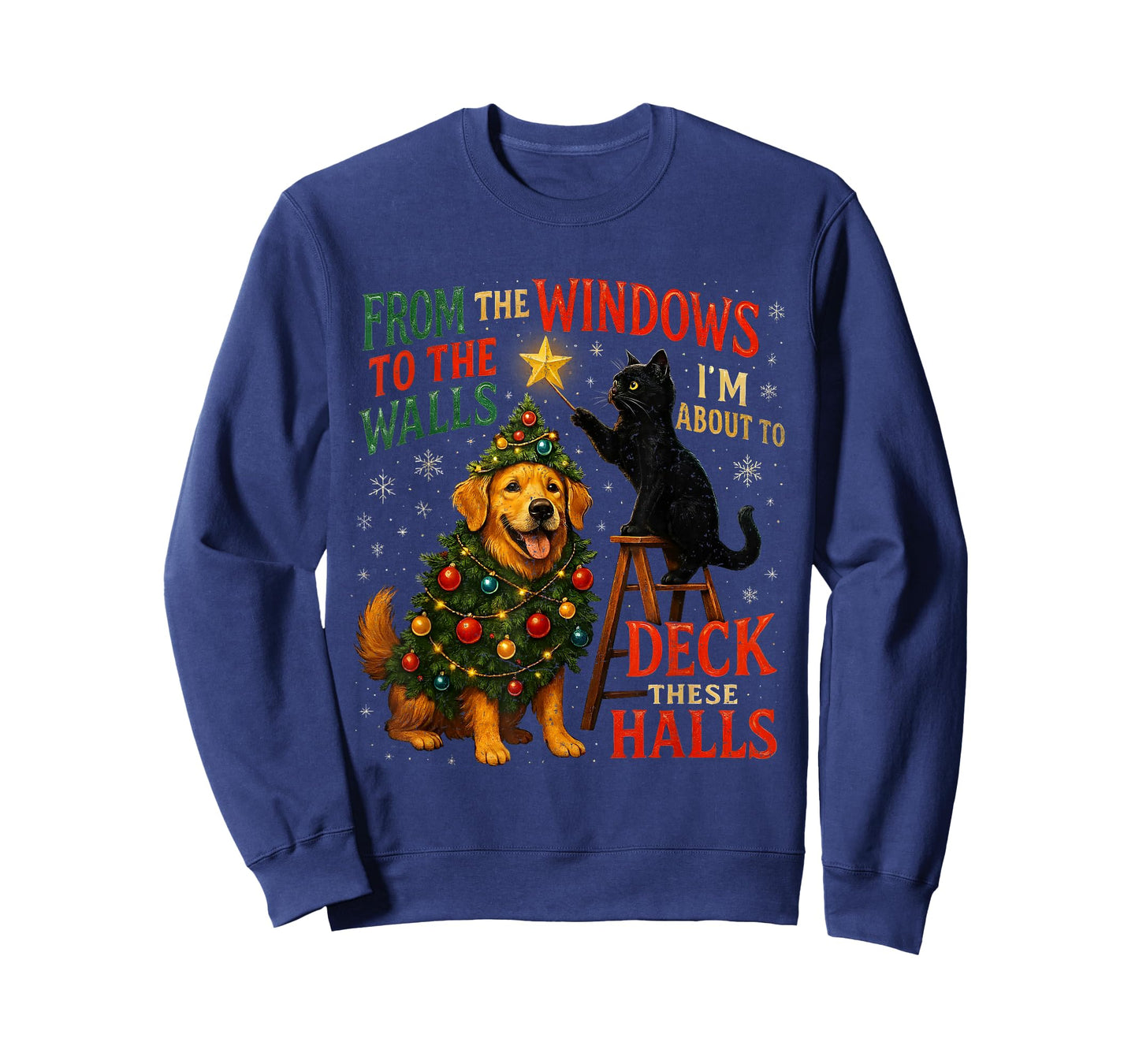 from The Windows to Walls Deck These Halls Pet Xmas T-Shirt