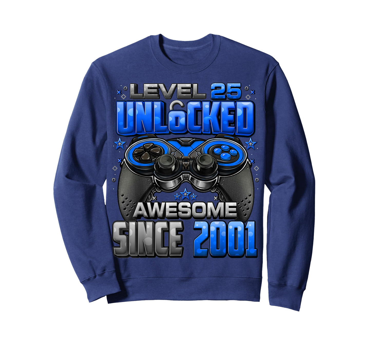 Level 25 Unlocked Awesome Since 2001 25th Birthday Gaming T-Shirt