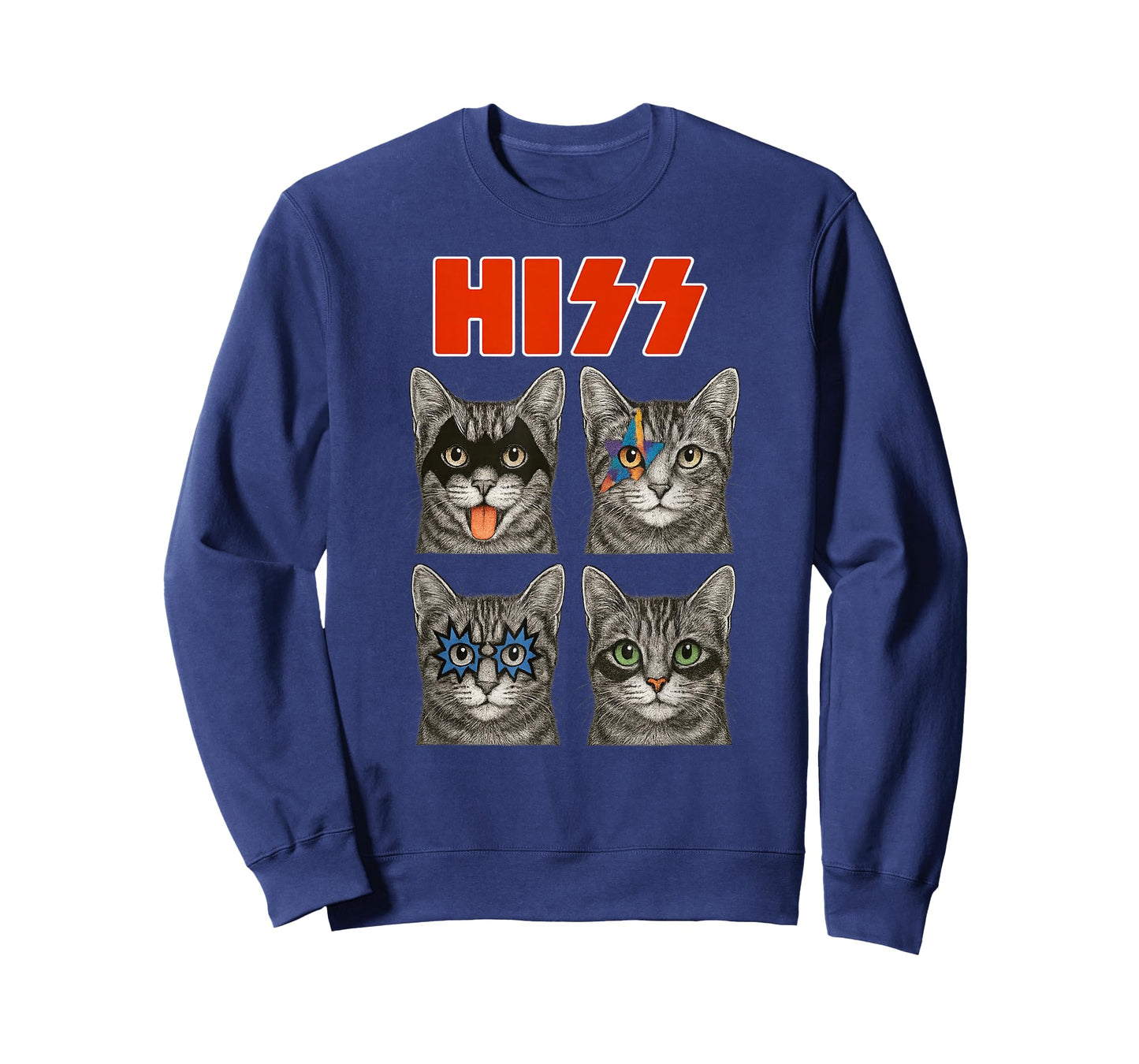 Retro Cat Rock Music Concert Band Funny Guitar Metal 80's T-Shirt