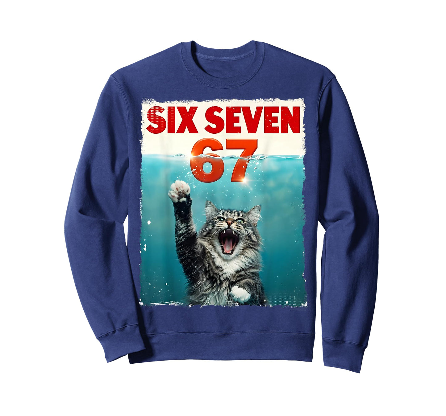 Funny Cat Six Seven 67 Meme Paws Humor Cat 67 Kitten Gift T-Shirt