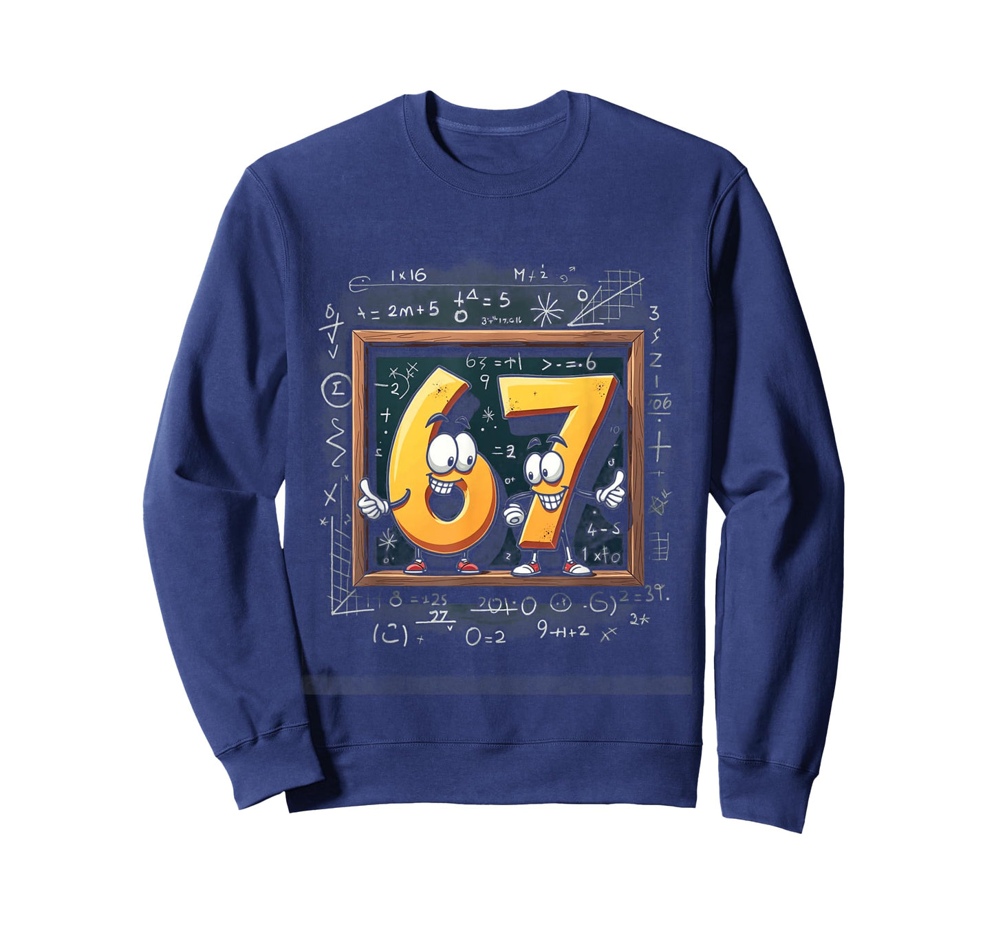 Six Seven Math Meme 67 Chalkboard Cartoon Classroom Humor T-Shirt