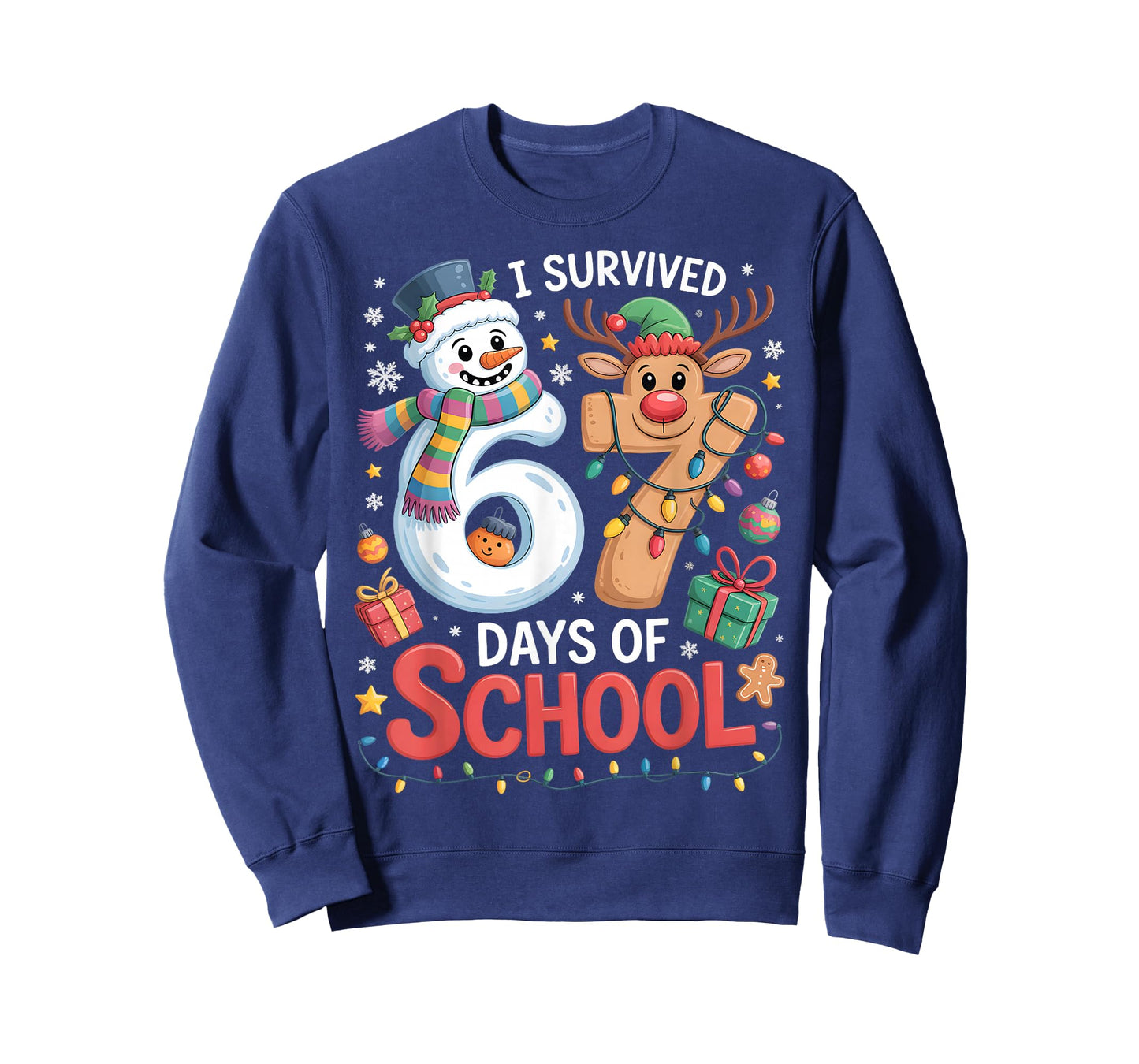I Survived 67 Days of School Funny Meme Six Seven Christmas T-Shirt
