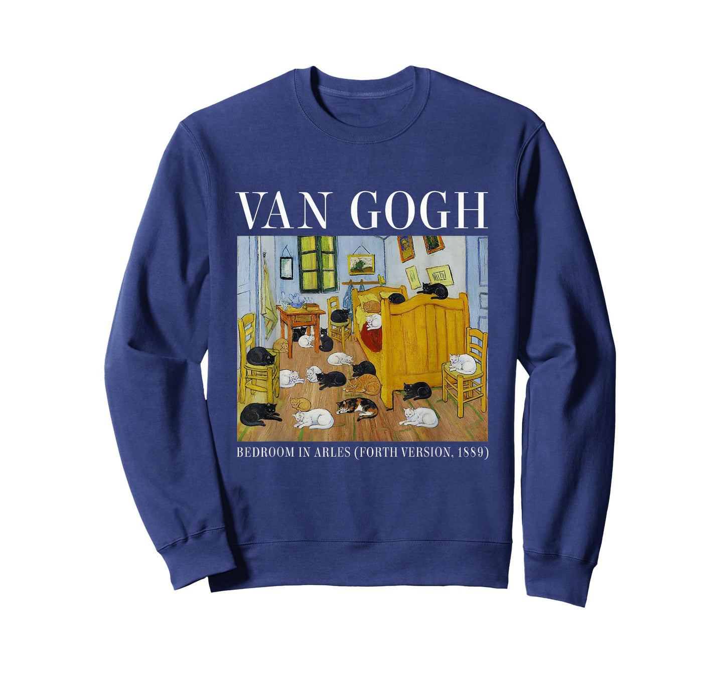 Bedroom Van Gogh Cats Funny Cat Art Paintings T-Shirt