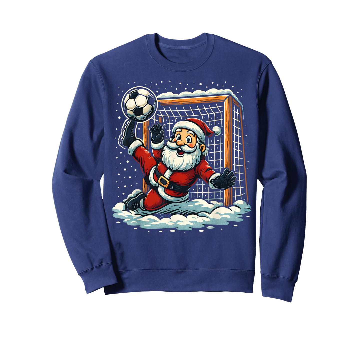 Santa Claus Soccer Goalie Sports Playing Christmas Snow Xmas T-Shirt