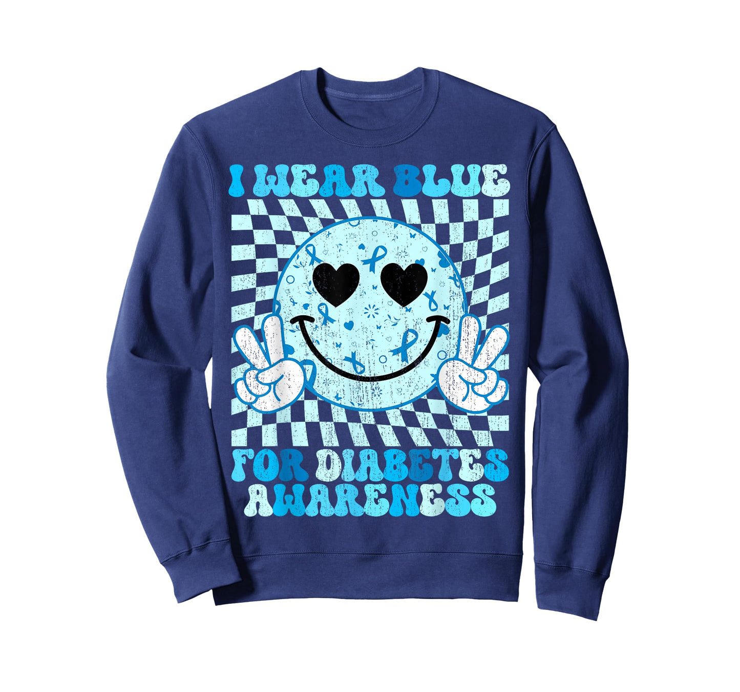 I Wear Blue for Diabetes Awareness Month Smile Face Diabetic T-Shirt