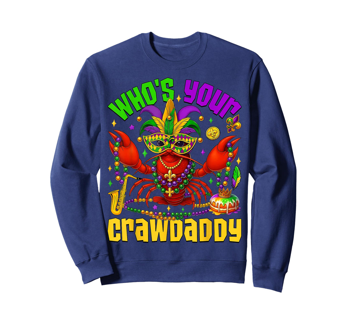 Whos Your Crawdaddy Crawfish Jester Beads Funny Mardi Gras T-Shirt