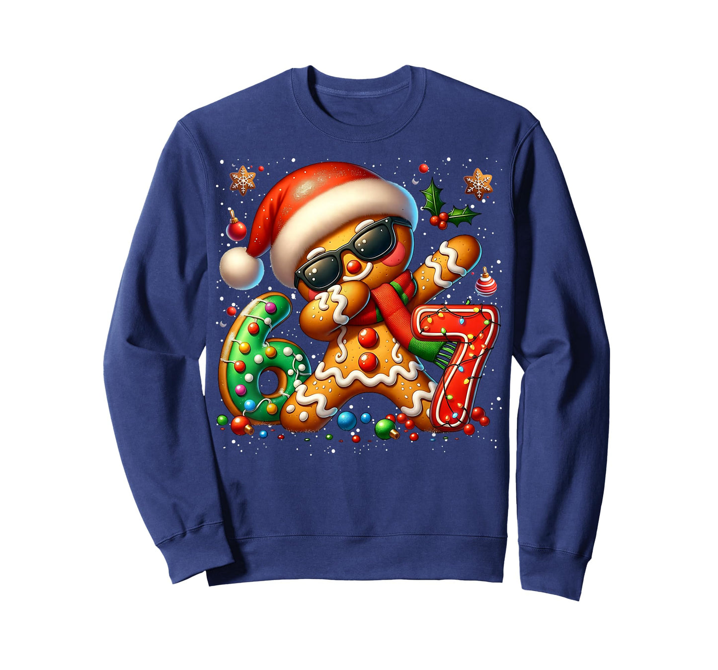 Funny Gingerbread Dabbing Six Seven 67 Meme Christmas Boys T-Shirt