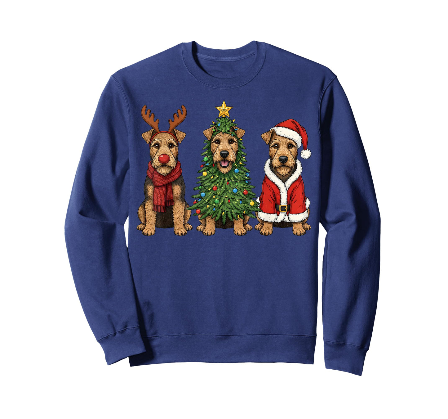 Retro Christmas Welsh Terrier Santa Reindeer Dog Lover T-Shirt