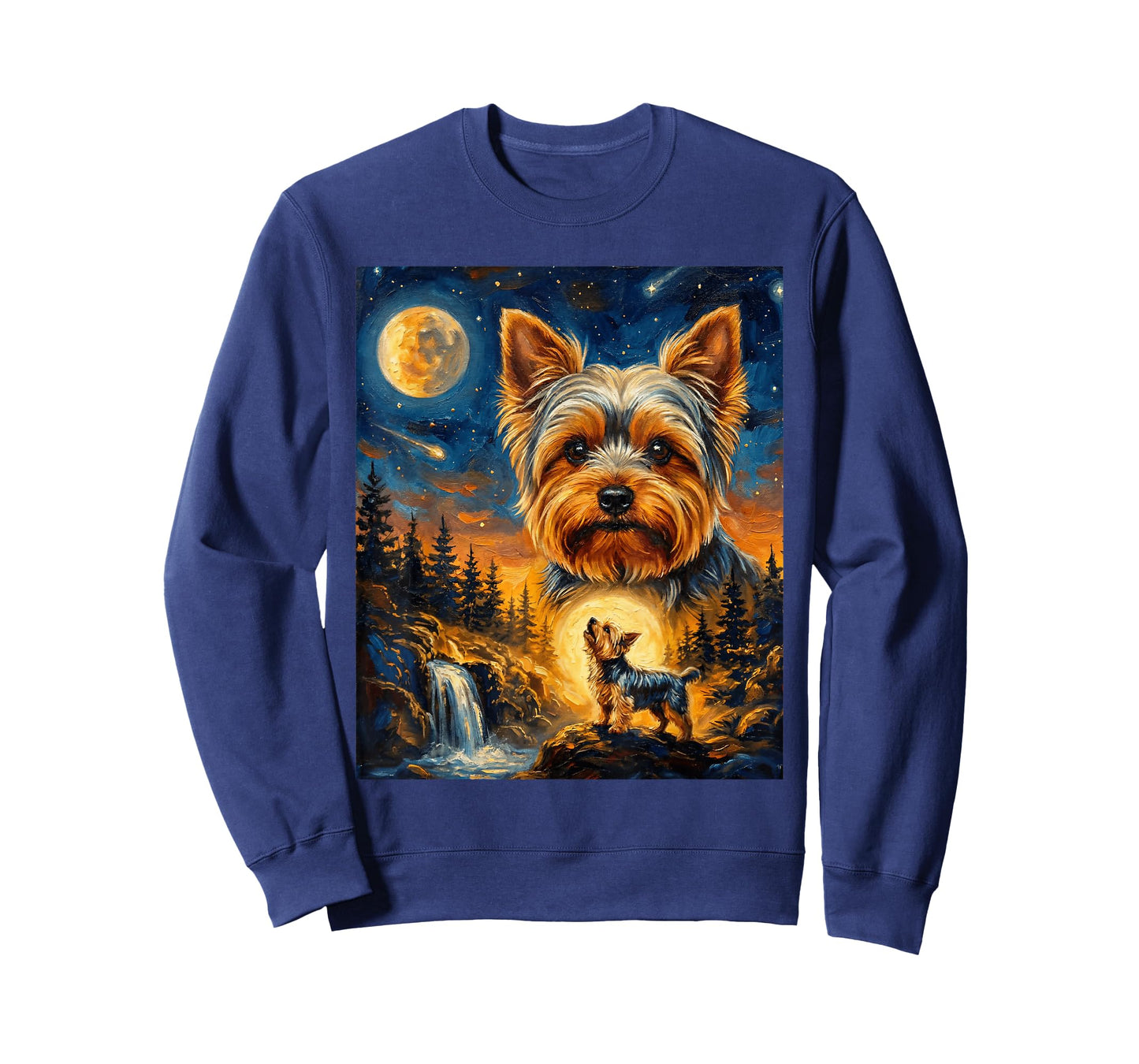 Yorkie Howling to The Moon Vintage Dog T-Shirt