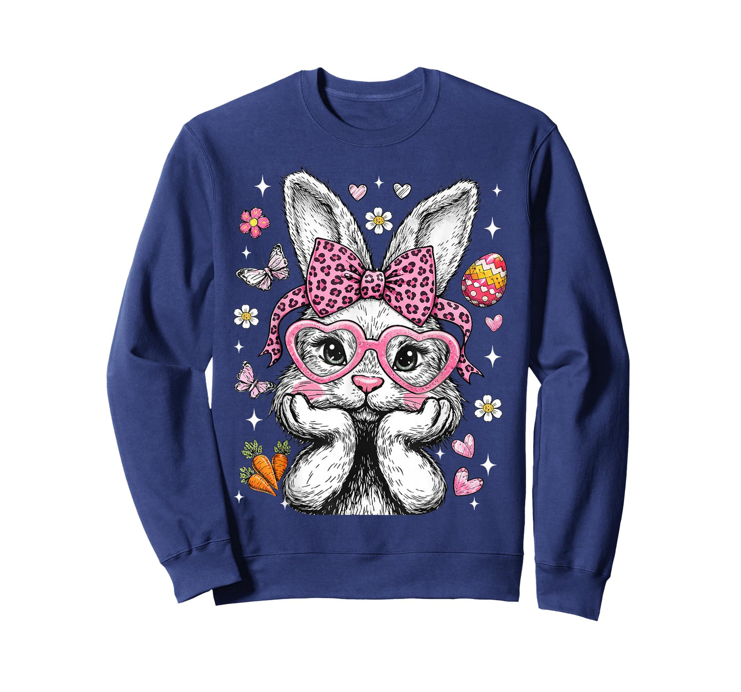 Cute Bunny Rabbit Face Leopard Coquette Bow Easter Girl Kids T-Shirt