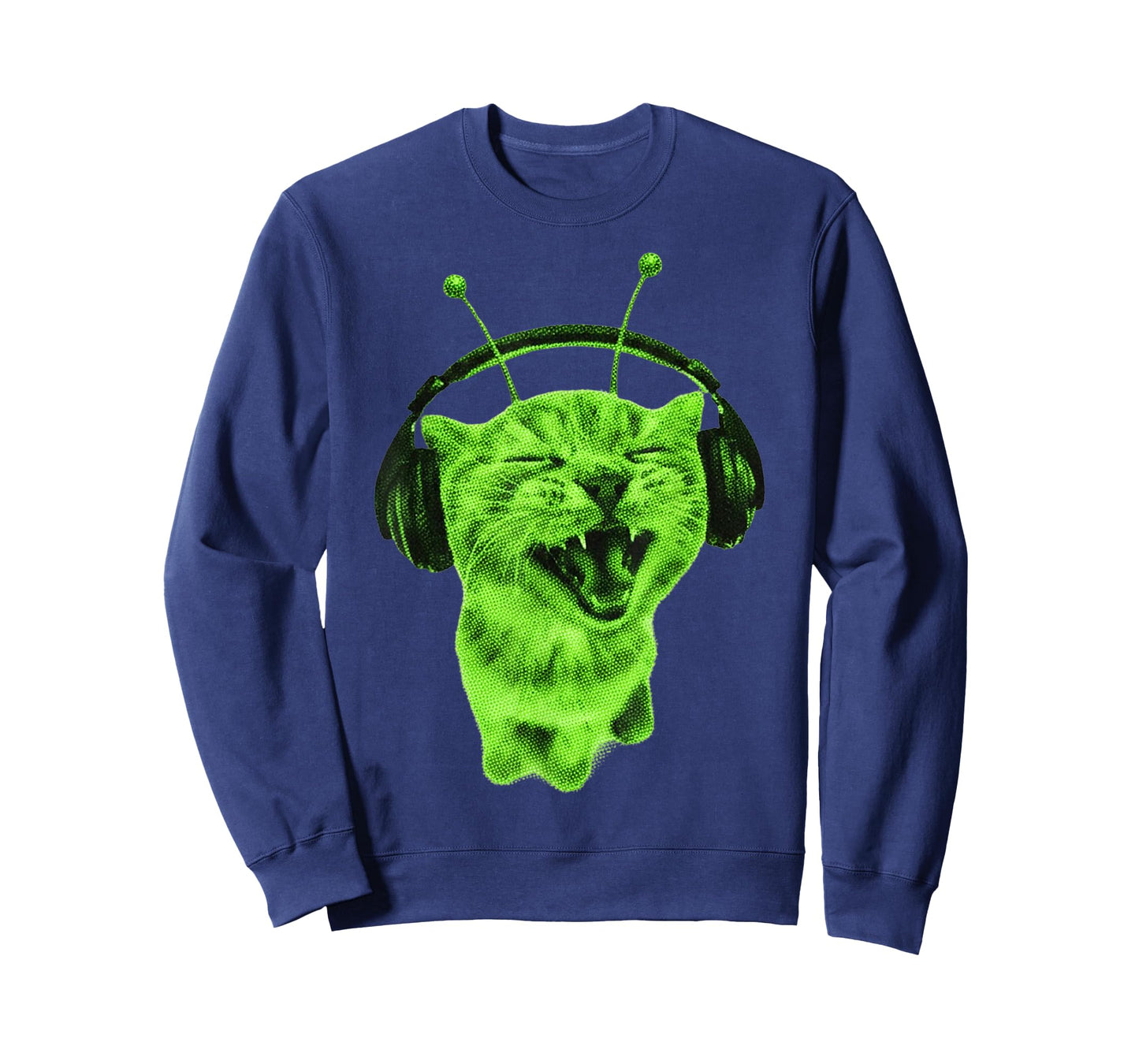 Y2K Alien Cat Meme Silly Cute Headphones Space Kitty Funny T-Shirt