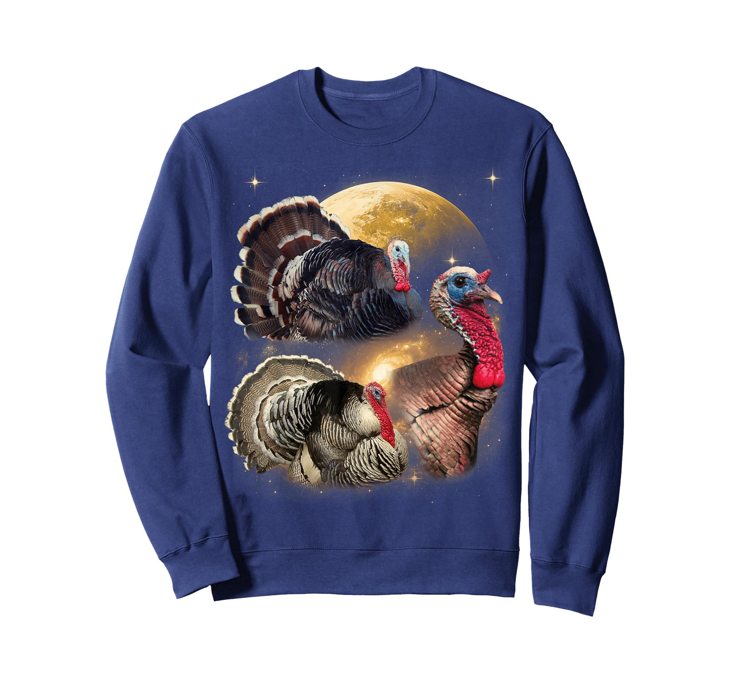 Three Turkey Moon Funny Weird Cursed Thanksgiving Men Women T-Shirt