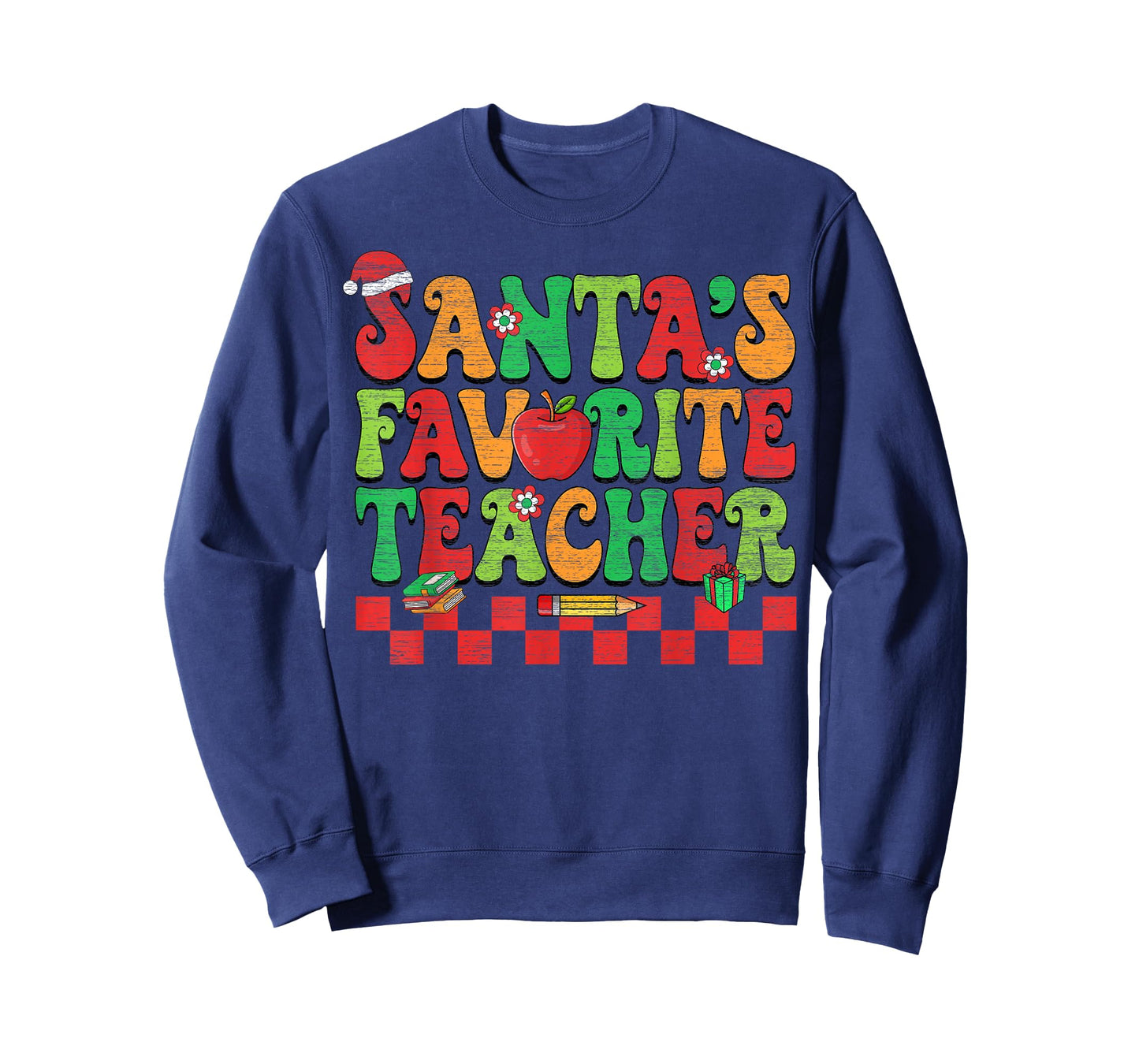 Santas Favorite Teacher Retro Groovy Christmas Xmas Women T-Shirt