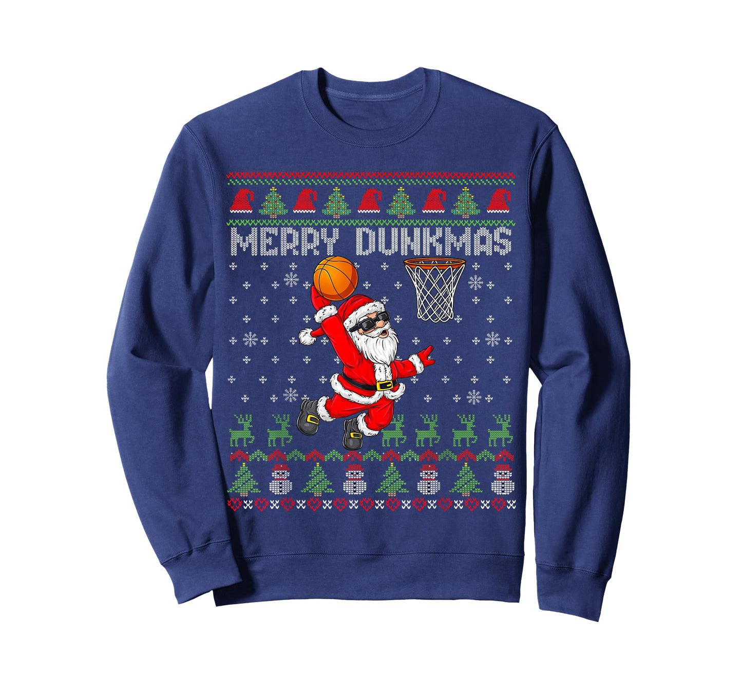 Merry Dunkmas Santa Claus Basketball Ugly Christmas Sport T-Shirt
