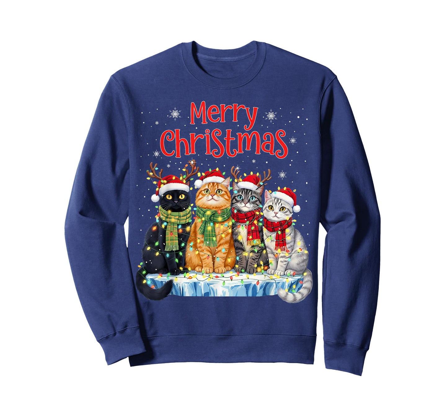 Cute Christmas Cats Funny Xmas Holiday Kitten Lover Graphic T-Shirt
