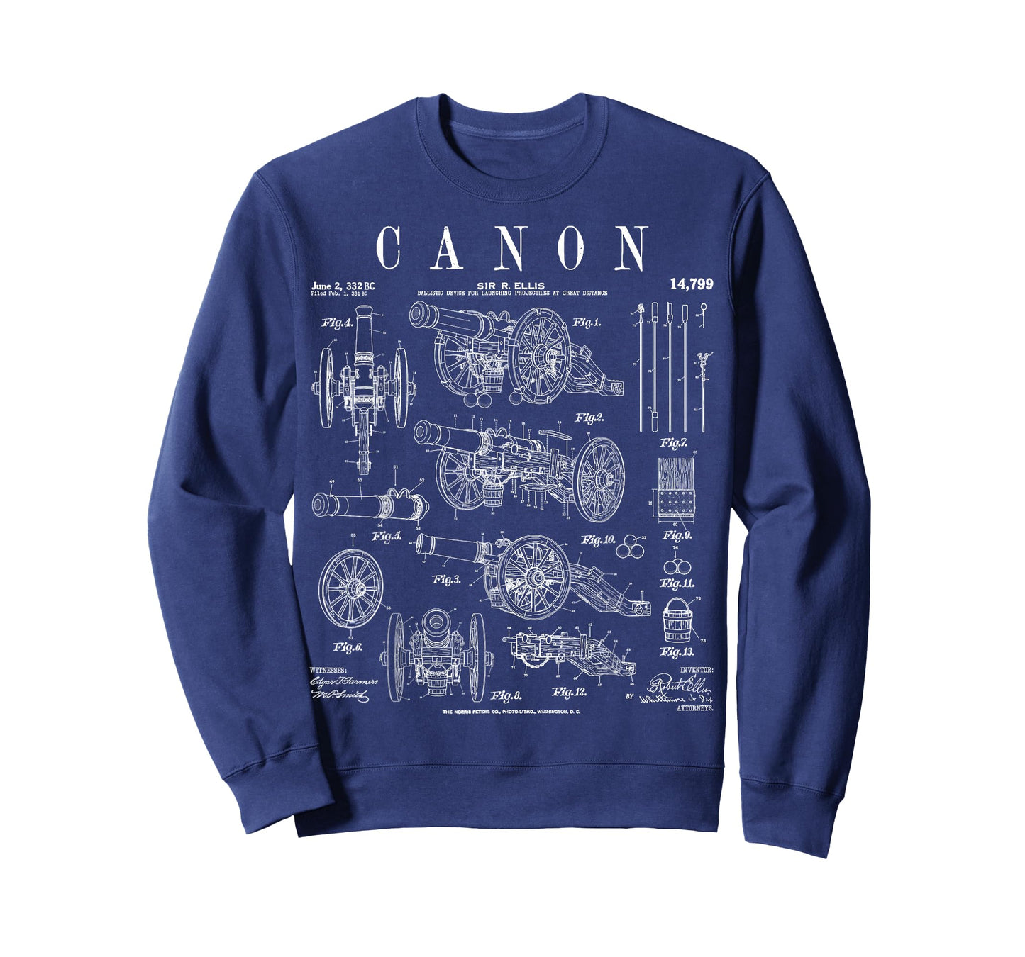 Canon Medieval Ancient Ballistic Device Funny Vintage Patent T-Shirt