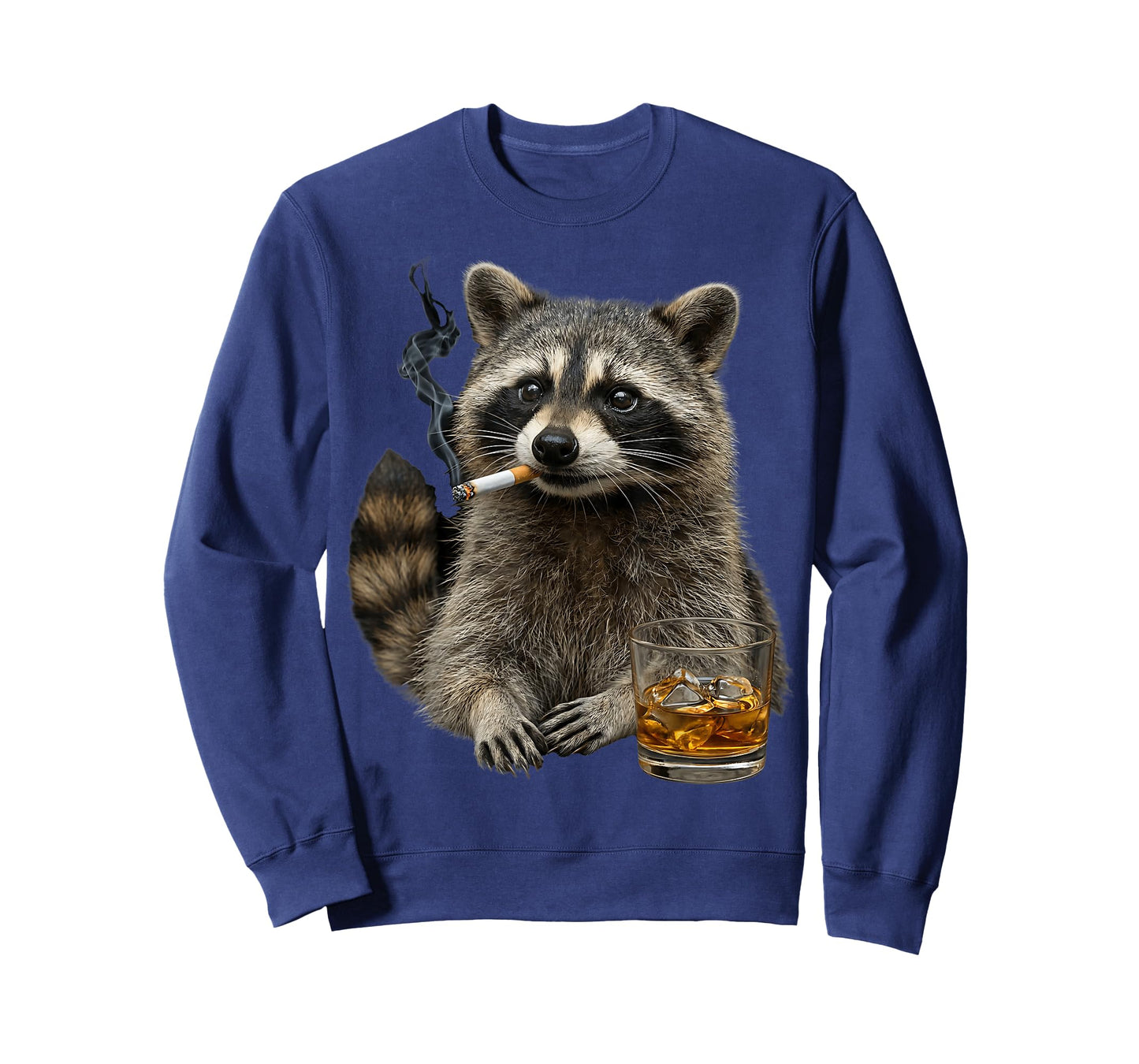 Raccoon Smoking Cigarette Whisky Lover Funny Raccoon T-Shirt