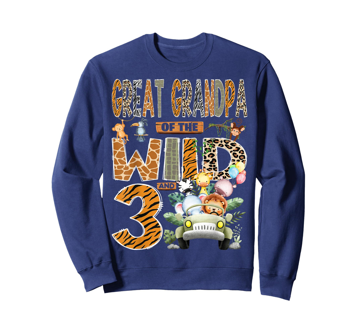 Great Grandpa of The Wild Three 3rd Birthday Boy Safari T-Shirt