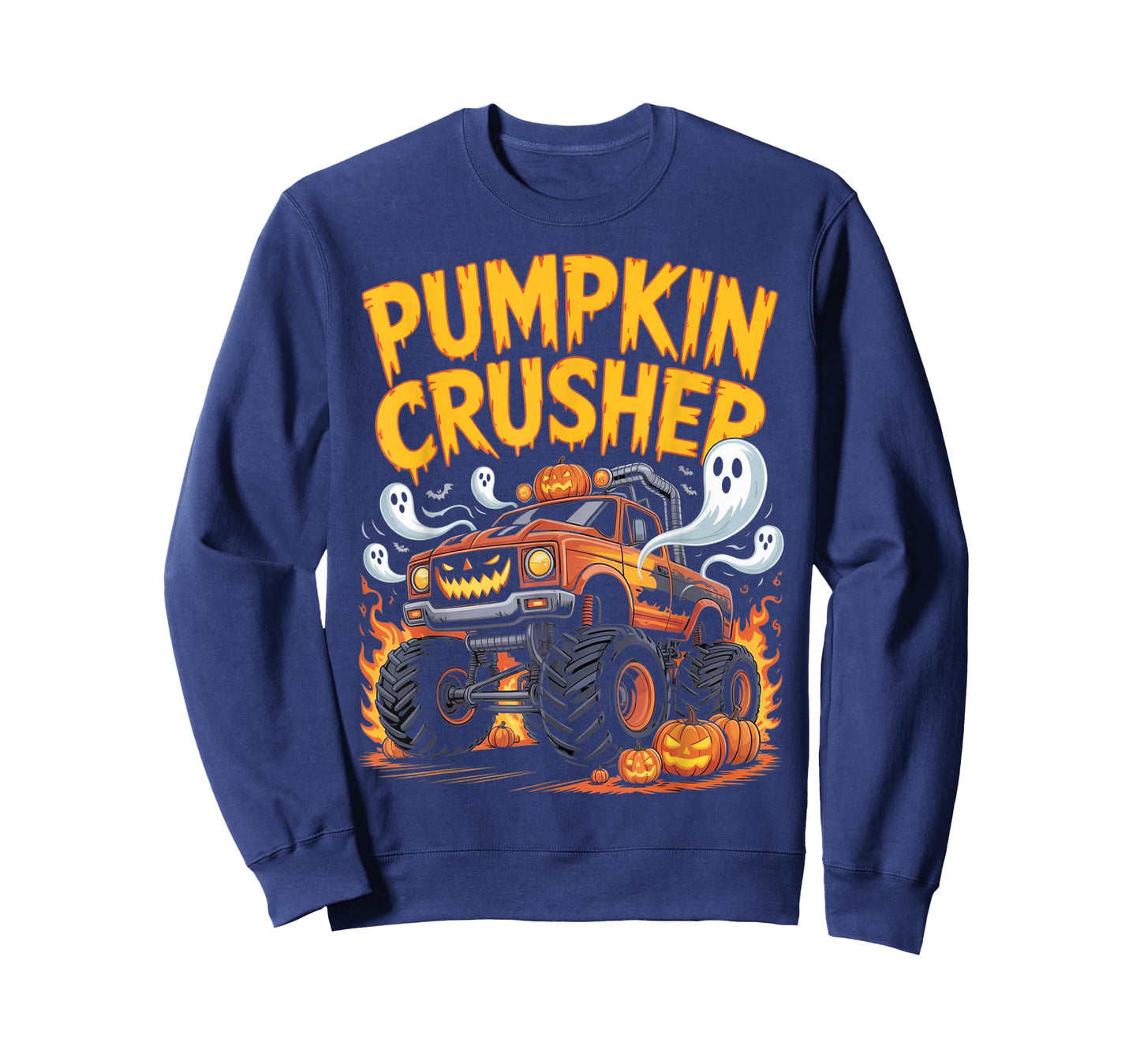 Pumpkin Crusher Monster Truck Ghosts Halloween for Boys T-Shirt
