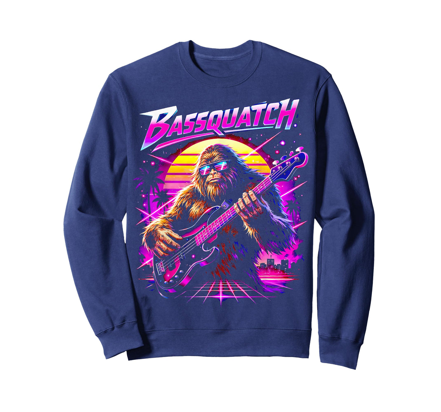 Bassquatch, Synthwave Bigfoot Bass Guitar Sasquatch T-Shirt