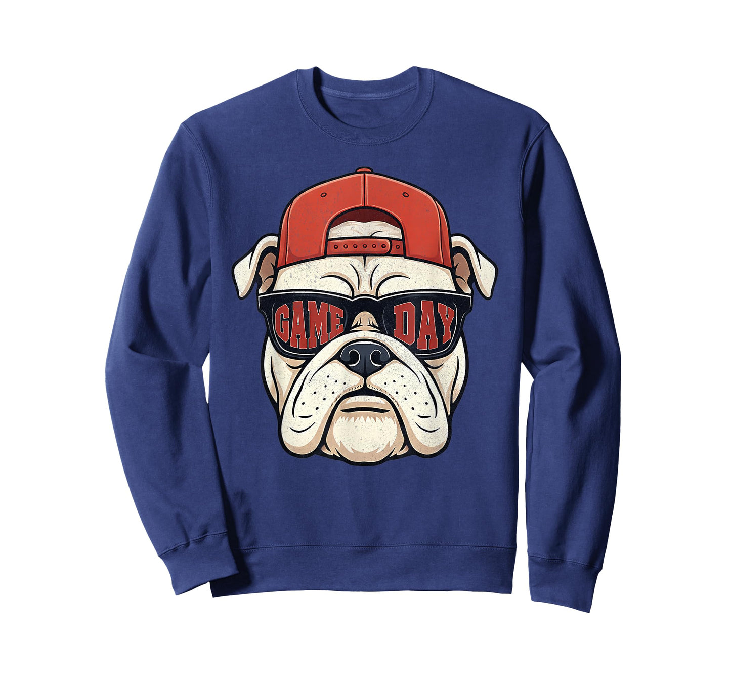 Bulldog Animal Graphic with Cap and Sunglasses T-Shirt