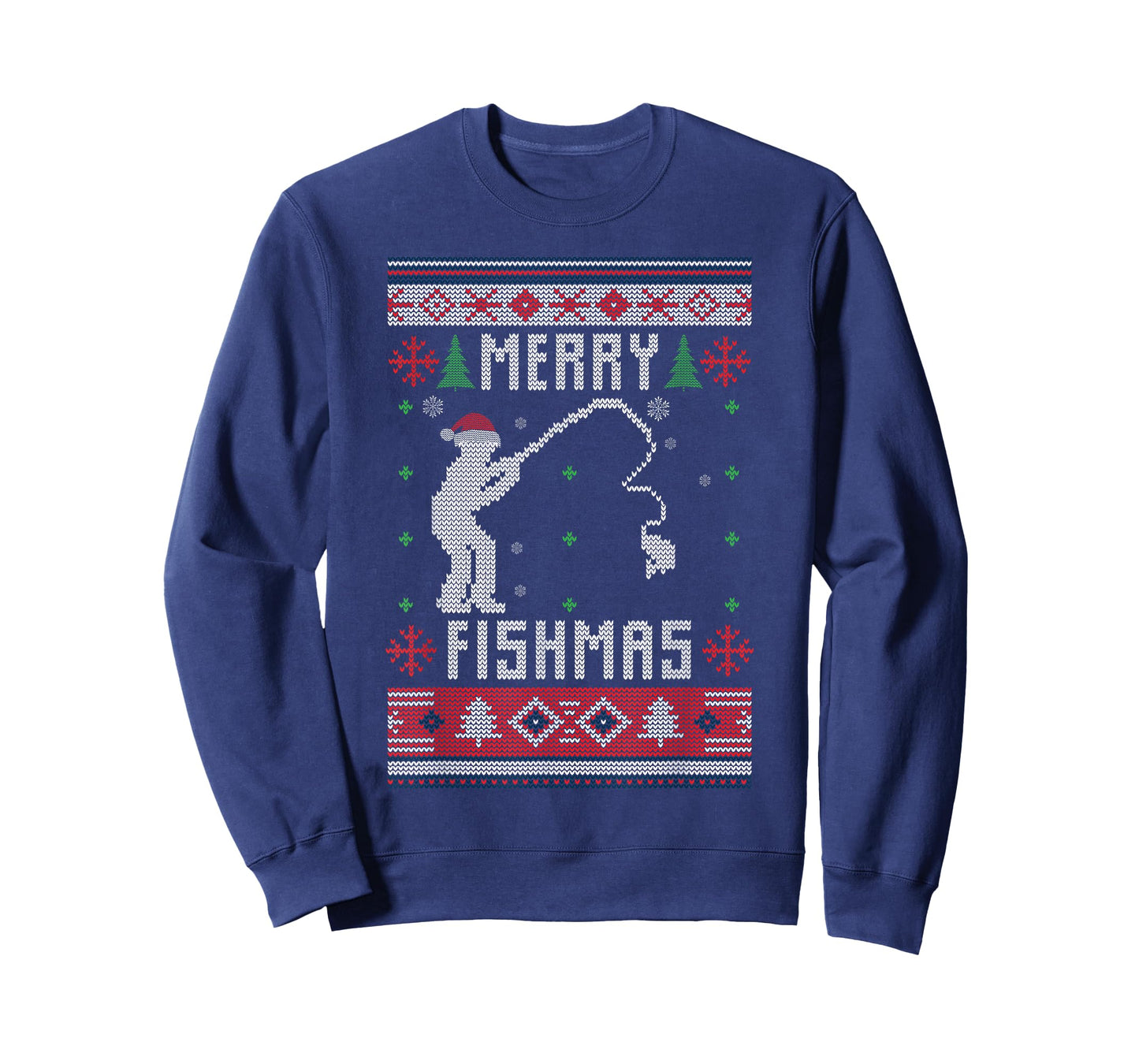 Merry Fishmas Ugly Sweater Ugly Fishing Christmas Sant Hat T-Shirt