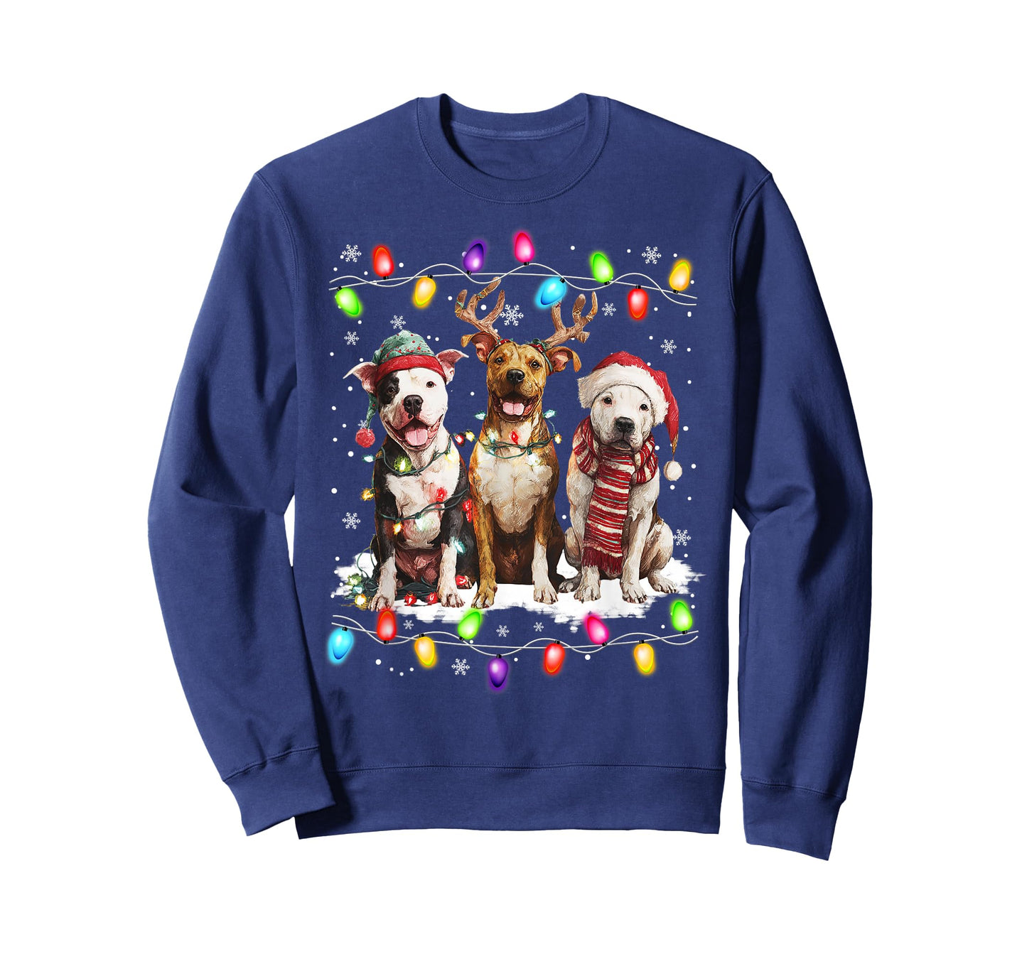 Cute Three Pitbull Christmas Women Men Dog Love T-Shirt