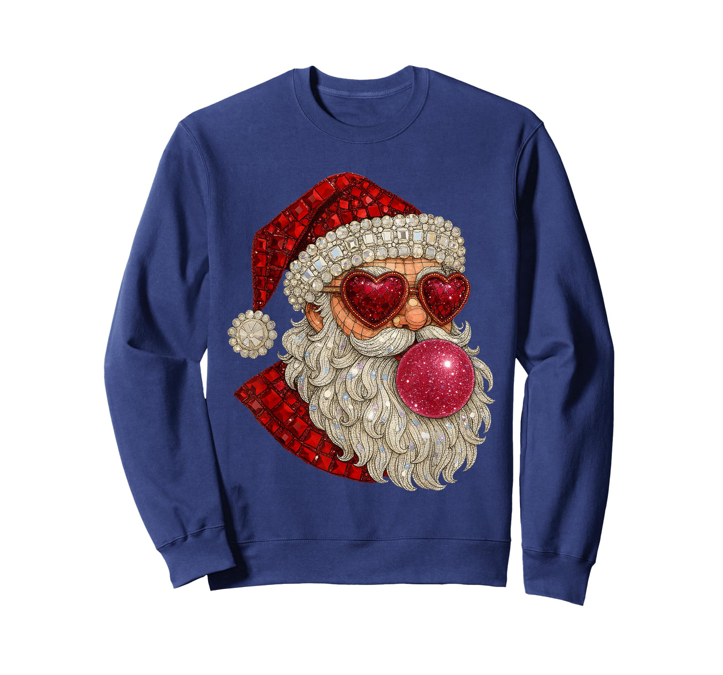 Glam Santa Bubblegum Heart Glasses Xmas T-Shirt