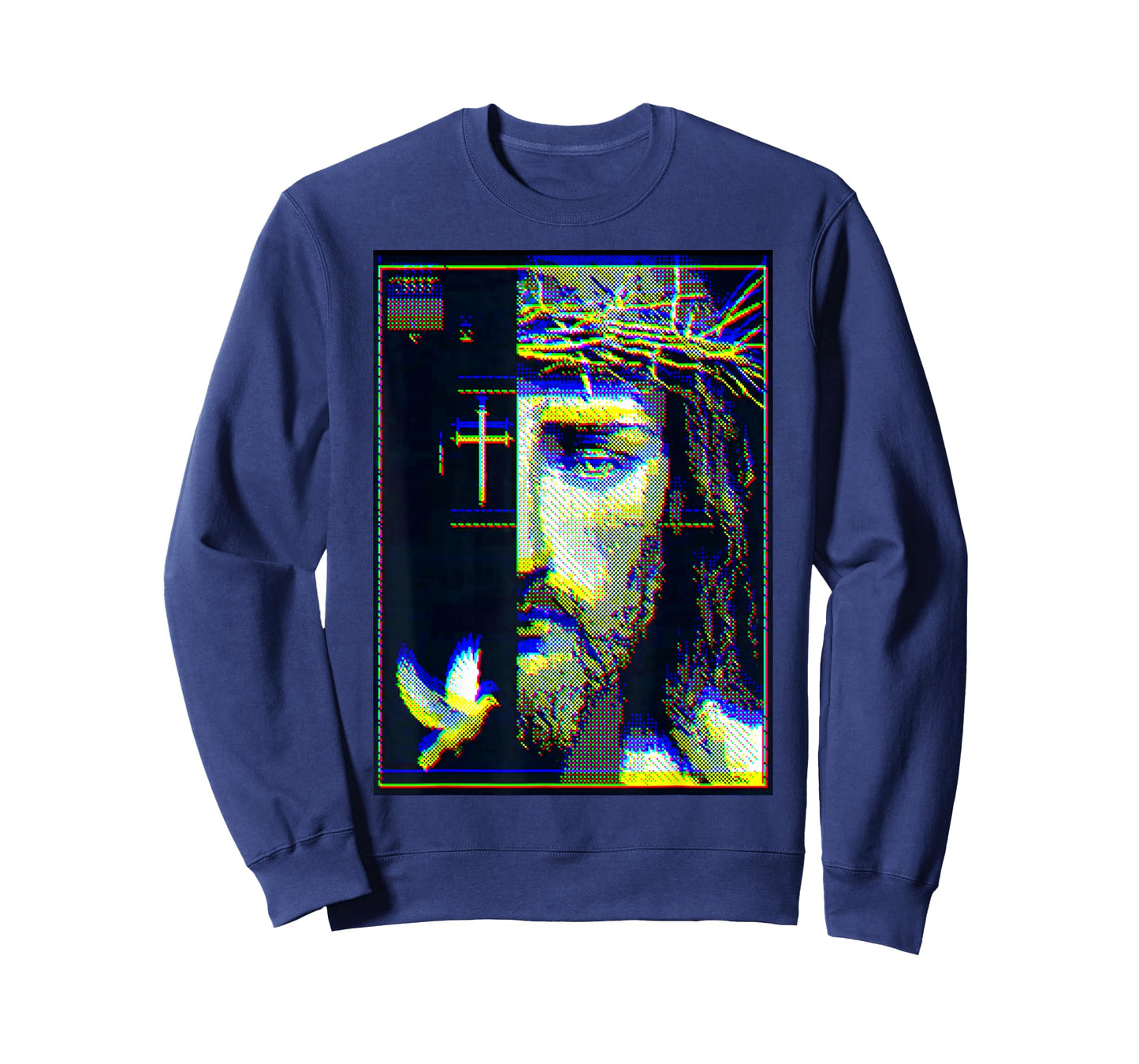 Jesus Christ Glitch Dove Crucifix Streetwear T-Shirt