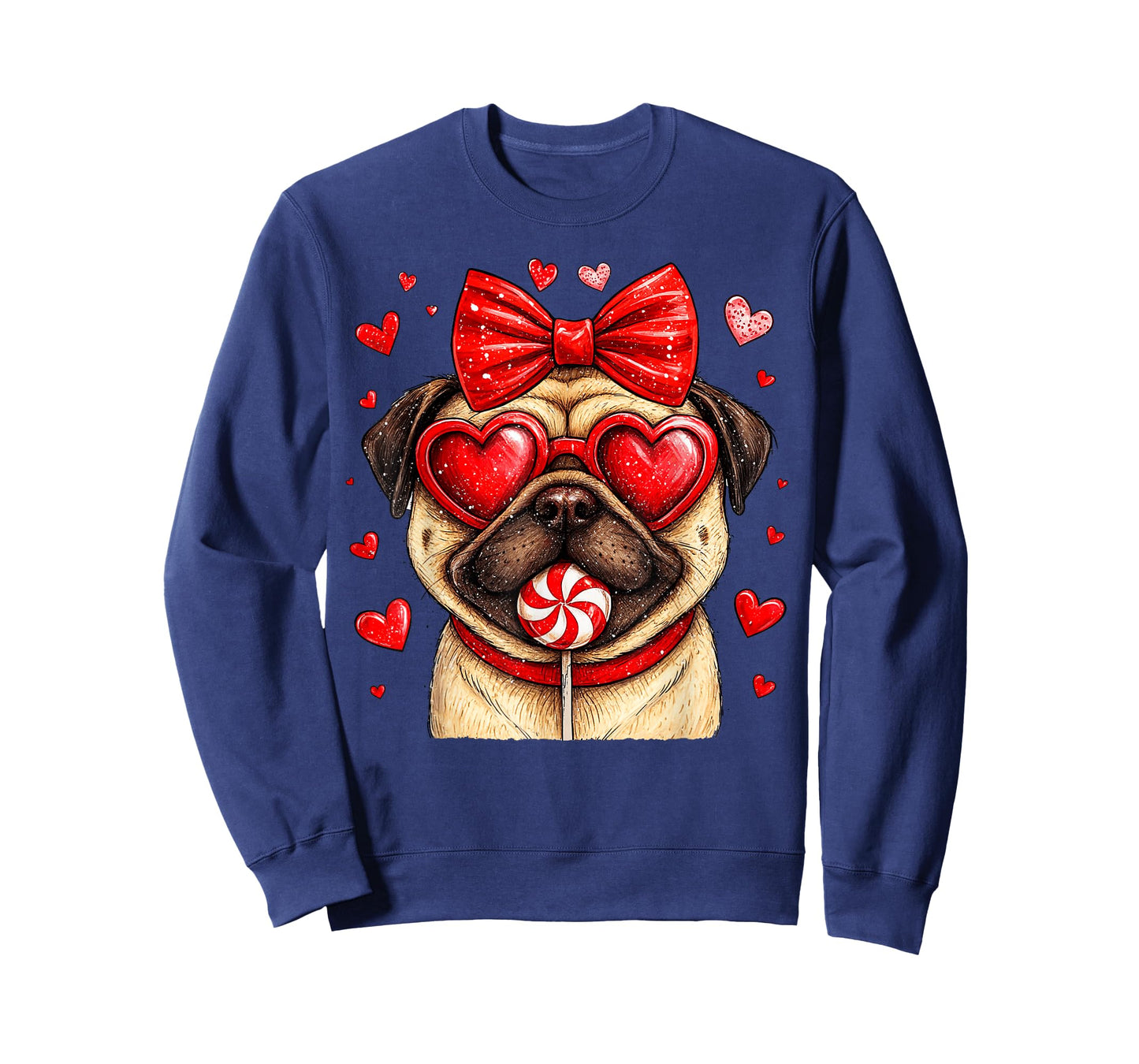 Cute Pug Valentine Heart Candy Valentines Day Girls Kids T-Shirt